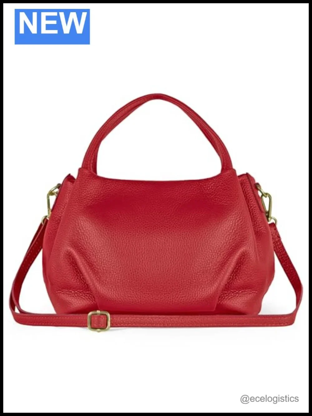 Italian Full Grain Calf Leather Top-Handle Bag with Detachable Crossbody Strap